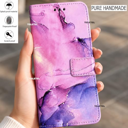 Image of TELETEL Marvel Magnetic Closure Flip Shock Proof Back Cover with Cards & Cash Pockets | Wallet Case - Purple for Vivo V50 5G