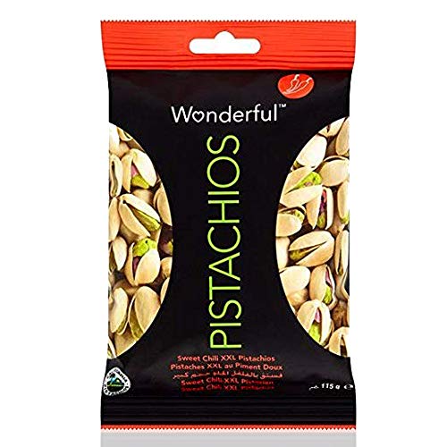 Wonderful Pistachio Nuts - Healthy Snacks, Super Foods, Sweet Chili Flavour - Pack of 3, 115g Pistachios