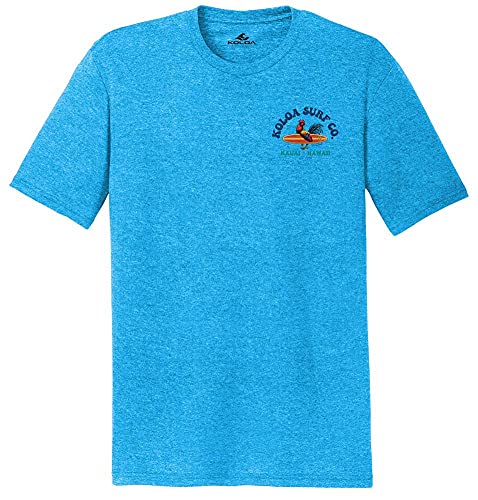 Koloa Surf Company Men's Cocky Surfer Logo Tri-Blend Comfort Tees-XL-TurquoiseFrost/c