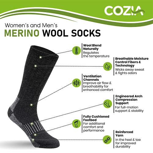 Merino Wool Socks Casual Warm Socks For Winter Cozy Boot Socks For Men & Women Black Sm #TOP2