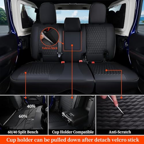 Image of Coverado Seat Covers Full set for Jeep Wrangler, Waterproof Car Seat Covers for Truck Automotive Seat Covers Custom Fit for 2008-2012 Jeep Wrangler JK 4-Door, Full Coverage Wrangler Seat Covers(Black)
