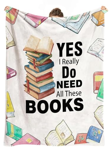 Image of cnnouart Book Lover Gifts for Women/Men, Book Club Gift Ideas Throw Blanket, Reading Gifts for Readers/Librarian/Book Nerd/Bookworm (100x130cm)