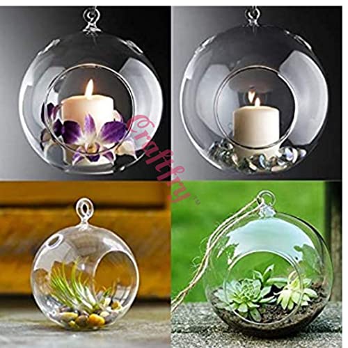 Image of Illuminate Your Space With Craftfry Glass Hanging Planter Tea Light Candle Holders - Pack Of 4 For Parties, Home Decor, Weddings, Living Rooms & Halls