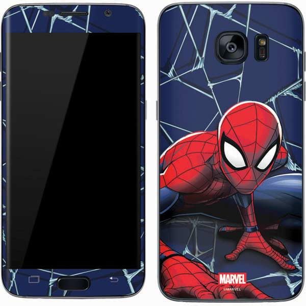 Skinit Decal Phone Skin Compatible with Galaxy S7 - Officially Licensed Marvel Spiderman Crawling Spiderman Design
