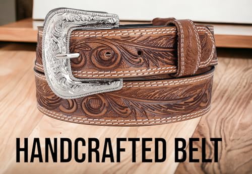 F&L CLASSIC mens Western full grain Leather belt Strap w/Snaps for Interchangeable Buckles, USA,3