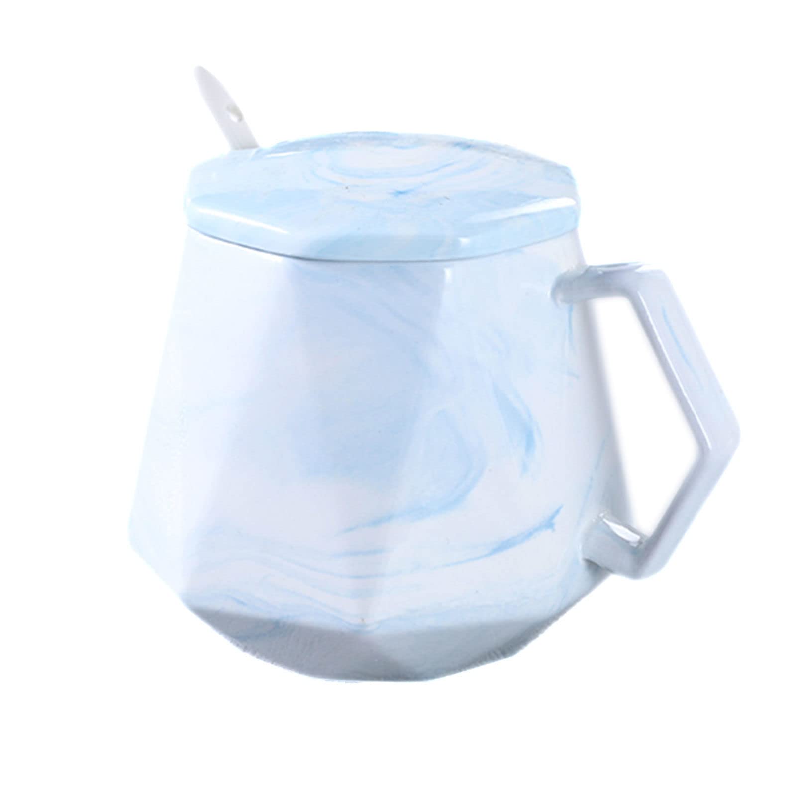 Zuckerdose, Gewürzdose, becherförmige Zuckerdose mit Deckel, Vorratsdose, Porzellan-Zuckerdose mit Löffel, Salzdose, für Kaffeebar, Restaurant-Blau-9x8x10cm, Einfarbig-9x8x10cm