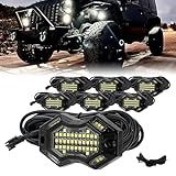 SUNPIE 6 Pods Magnetic White Rock Lights – Wide Beam Angle, Quick Connect, 49 High...