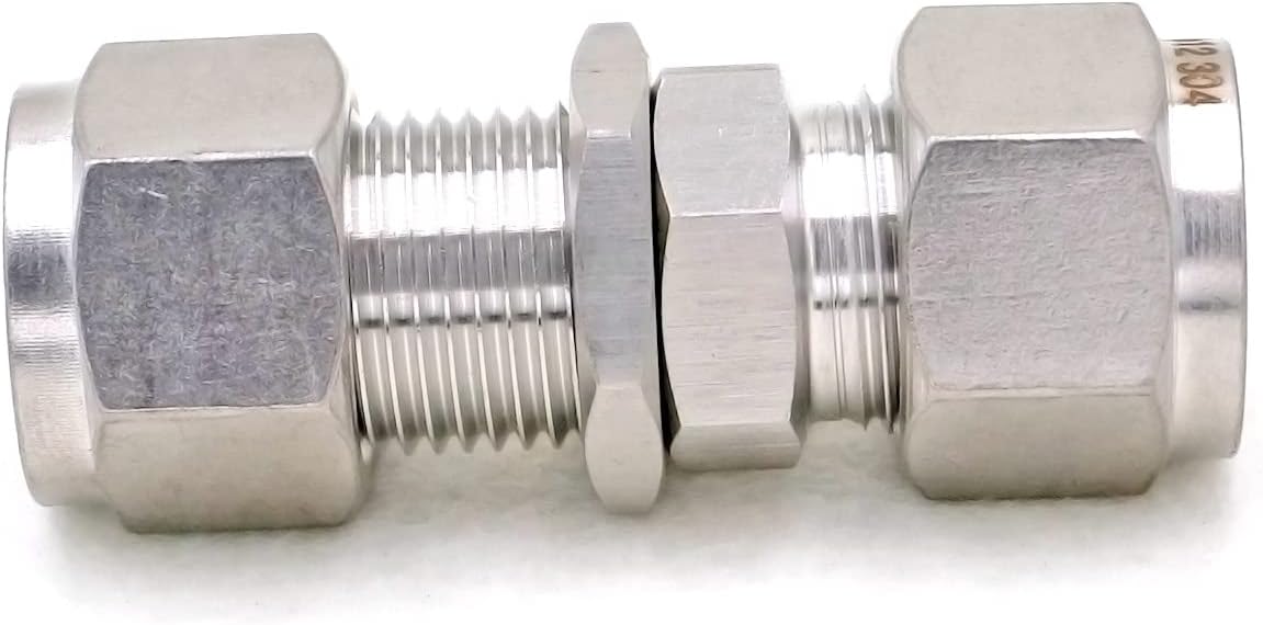 Fit Tube O/D 14mm Bulkhead 304 Stainless Steel Ferrule Pneumatic Air Compression Pipe Fitting Fitting