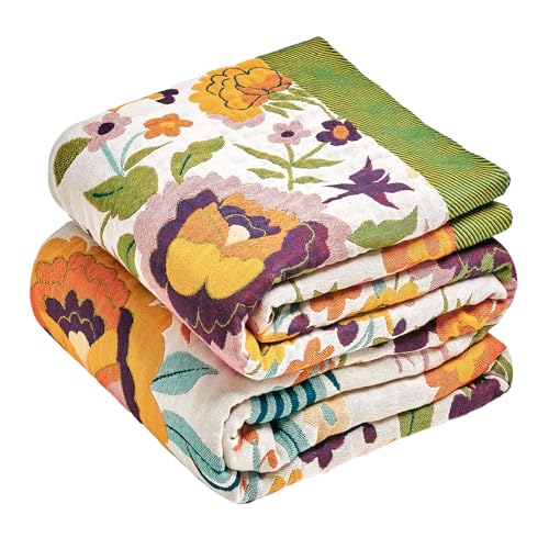 Wzvzss Boho Throw Blanket - Cotton Twin Size Cozy Blankets for Bed Sofa