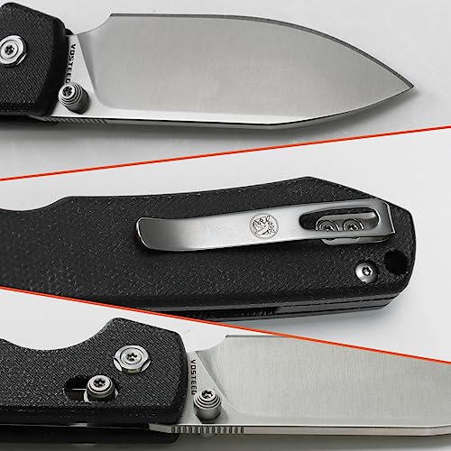 Image of Vosteed Raccoon EDC Knife, Lightweight Folding Pocket knife with Clip for Men and Women, Sharp Crossbar Lock Knife with 3.25 inch Sandvik 14C28N Steel Blade, Micarta Handle for Camping, Hiking - A0504