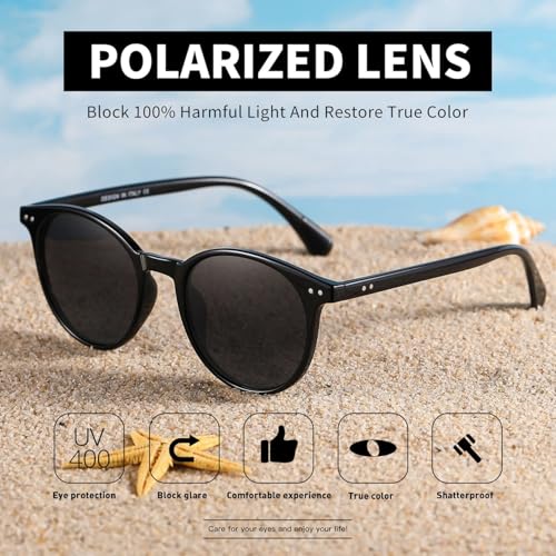 Small Round Polarized Sunglasses for Women Classic Vintage Style UV400 Protection(3 Pack)4