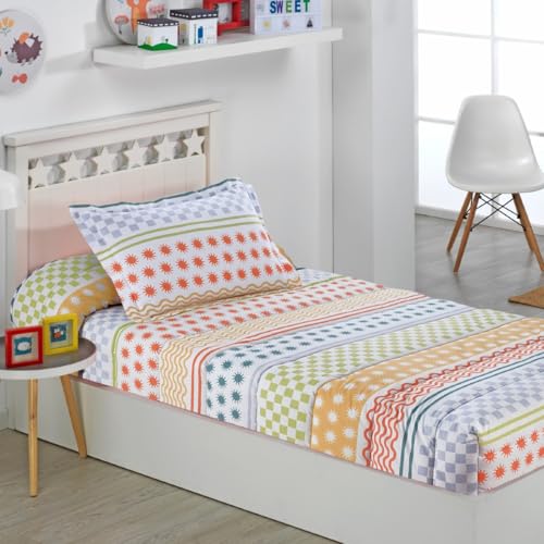 DHESTIA HOME - Edredón Ajustable Cama Nido, Litera, Cama 90 y Cama 105 Infantil y Juvenil - Color Color L, Talla Cama 90