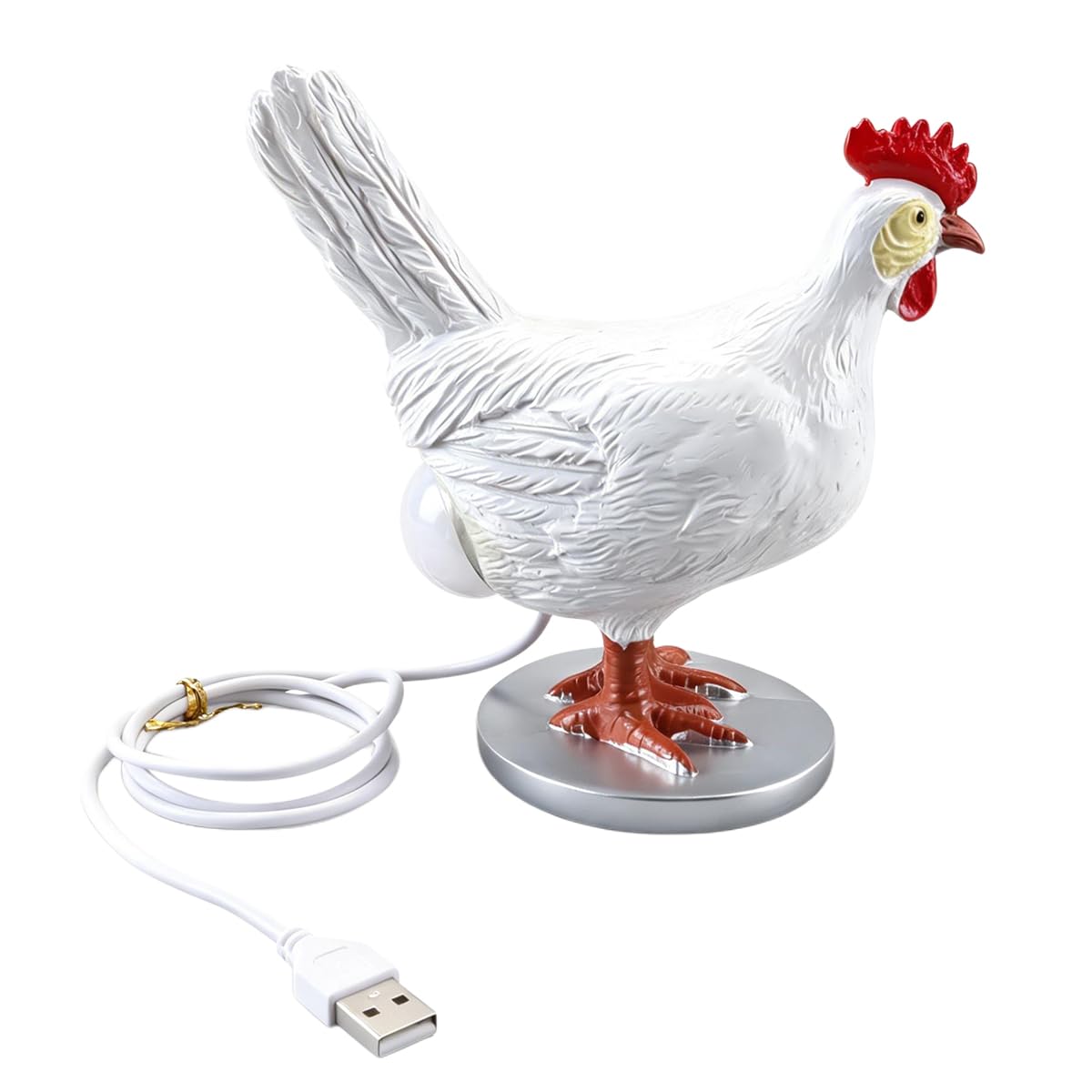 Huba Funny Chicken Laying Machine, Egg Table Lamp Resin Hen Light Living Room Bedroom Decoration