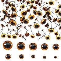TOAOB 100 stuks Poppenogen Veiligheidsogen Lichtbruin Rond 3 tot 12 mm met Pen van Ijzer voor Pluche Handpop doe-het-zelf Knutselen