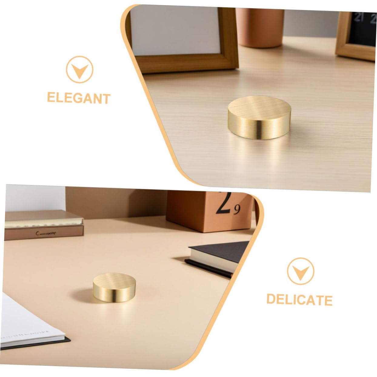 Runder Briefbeschwerer aus Messing, 2 Stück, für Kalligrafie und Büro