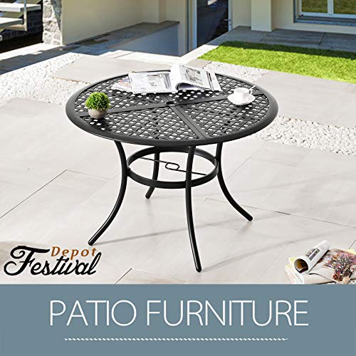 Festival-Depot-421-Patio-Dining-Metal-Round-Table-with-204-Umbrella-Hole-Mesh-Top-Outdoor-Furniture-for-Deck-Garden-Porch-Black-PF19220 Festival Depot 421 Patio Dining Metal Round Table with 204 Umbrella Hole Mesh Top Outdoor Furniture for Deck Garden Porch Black PF19220