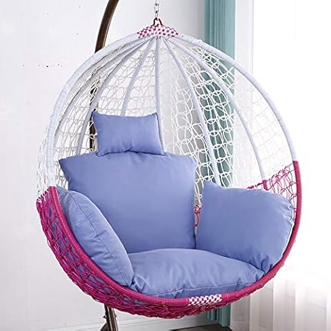 HANSHAN Hanging Egg Chair Cushion,Swing Hanging Basket Seat Cushion,with Pillow,Outdoor Papasan Chair Cushion-Yellow (Color : Chrome) Cover