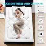 Premium Mattress Topper Queen Size,4 Inch Dual Layer (2" Gel Memory Foam + 2" Plush Pillow Top) Comfort Support, Thick Mattress Pad Cover for Back Pain (60x80 inch)