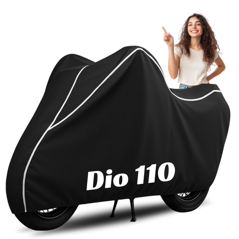 Image of Premium Bike Cover for Honda Dio, Water Resistant, Dustproof, UV Protected, Scratchproof Motorcycle Cover for Outdoor Use, All Weather Protection (Black & White Piping)