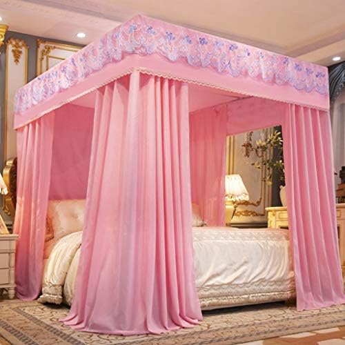 Fabric Bed Drapes Mesh Protection Canopy Shielding Netting, King Size Queen Twin Size Mosquito Net Canopy，Solid Color Princess Corner Post Bed Canopy for Girls & Adults - Decorative Curtain