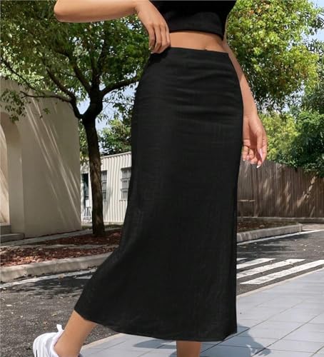 Trend Women's Summer Basic Skirt Summer Solid Color Casual Long Skirt For Beach3
