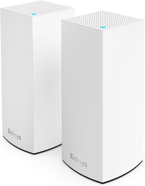 System Linksys Atlas 6 Mesh Wi-Fi 6 dla Całego Domu, Dwuzakresowy Wzmacniacz Sygnału Sieci Bezprzewodowej, 2 Szt, Biały