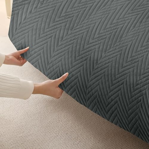 Image of Amazon Basics - Velvet Quilted Make Your Own Sofa Cover | 3 Seater | Multi-Layered Fabric | 180cm x 70cm | 350 GSM | Color - Light Grey