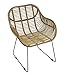 animal-design Rattanstuhl Venus Korb-Sessel - Natur - Retro 50er Lounge Loft Esszimmer Garten Küche Bistro Balkon Terrasse mit Armlehne, Farbe:Natur