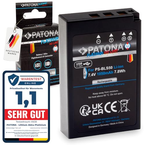 PATONA Platinum PS-BLS-5 Batterie 1050mAh USB-C Input Compatible avec Olympus E-450 Om-D E-M10 Mark II III S IV Pen E-P3 E-PL1 E-PL2 E-PL3 E-PL5 E-PL6 E-P7...