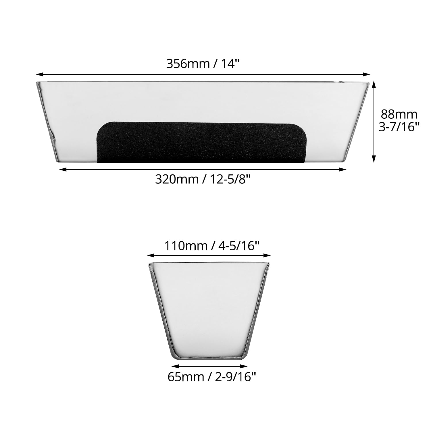 QWORK® bac à enduit rectangulaire en inox 30.5 cm, robuste, avec patin antidérapant
