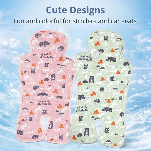 Image of Pinkunn 2 Pcs Gel Car Seat Cooling Pad for Baby Summer Breathable Ice Cushion Multifunctional Ice Stroller Cooler Mat for Stroller Baby Dining Chair Child Safety Seat(Bright Color,Forest)