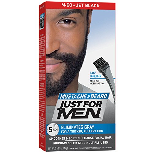 Just for Men Mustache and Beard Brush-In Color Gel, Jet Black (Packaging May Vary)