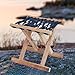 harayaa Folding Stool Multifunction Wooden Stable Easy Carrying Foot Rest Stool Outside Fishing Chair for Hiking BBQ Beach Backyard, 26cm