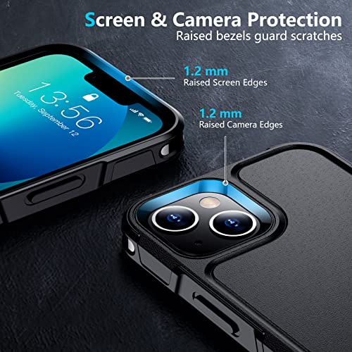 Temdan For Iphone 13 Mini Case [Military Grade Drop Protection] [Tempered Glass Screen Protector] Non-Slip Heavy Duty Full-Body Shockproof Phone Case-Black #TOP3
