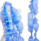 AHANDMAKER 10 m Organza Rüschen Plissee Spitzenstoff Trim Blaues Rüschenband Organza Stoff 91mm Breit Vintage Spitzenapplikation Besatz Zum Nähen Basteln Kleider Vorhänge Hochzeitskostüme