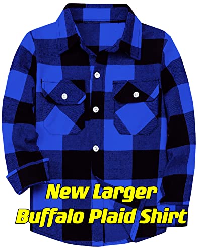 Sangtree Boys Flannel Plaid Shirts Casual Long Sleeve Button Down Shirt Dad And Son Matching Shirts,Blue Black Plaid, 18-24 Months = Tag 9 #TOP1