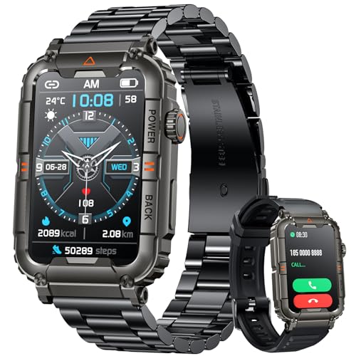 Molti Strumenti Pratici: Smartwatch compatibile con smartphone Android 8 e iOS 12 o superiore; Ricarica rapida, completa in sole 2 ore, batteria di 270 mAh e può essere utilizzata per 4-10 giorni con una carica completa, impermeabilità IP67, può essere indossato sotto la pioggia e in acqua fredda per lavarsi le mani, ma non per immersioni. Ci sono funzioni più comode come le previsioni del tempo, il lettore musicale, la fotocamera remota, il pedometro, il cronometro e la calcolatrice, ecc.