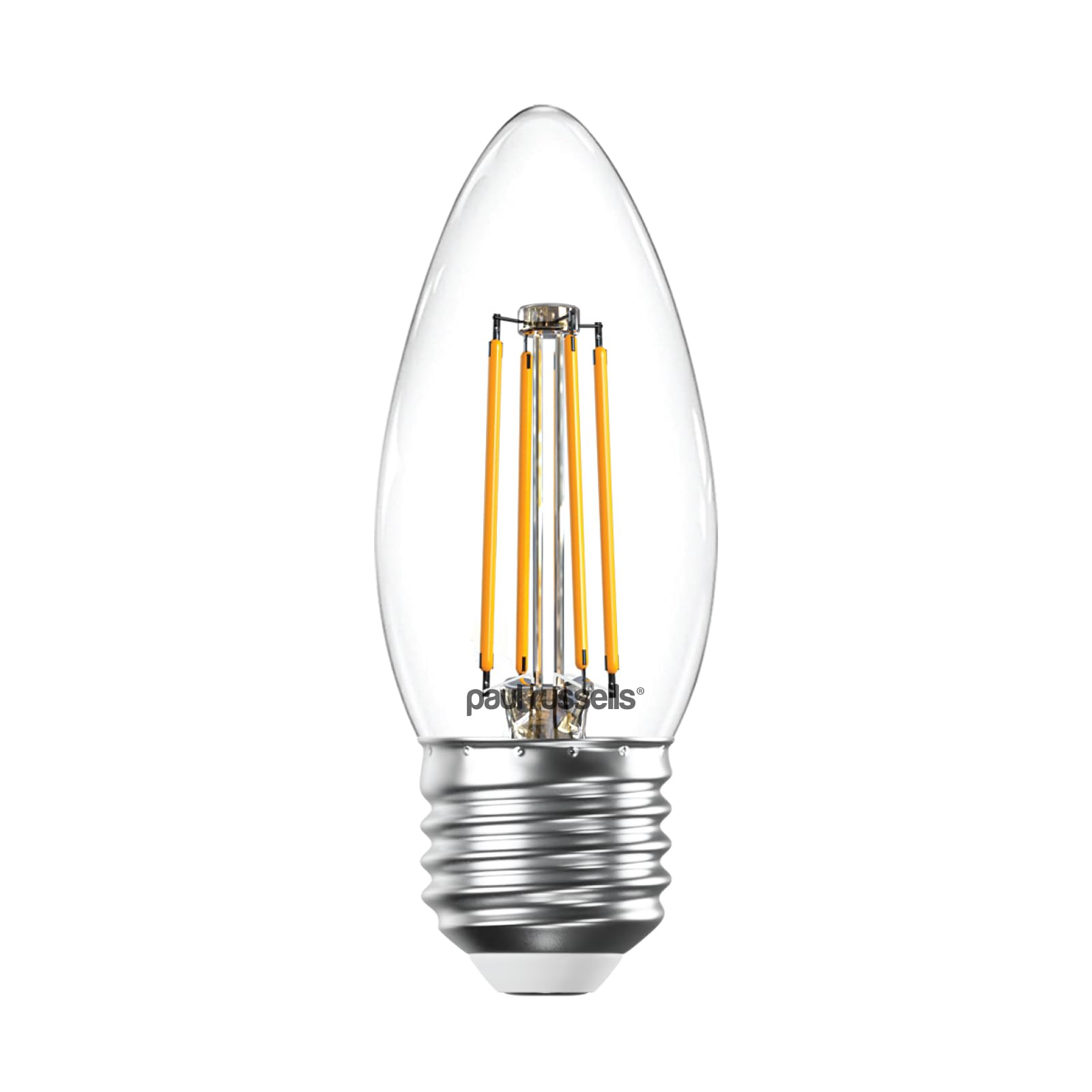paul russells LED Filament Candle – Dimmable Edison Screw E27 Light Bulbs, 4.5Watt 470Lumens C35 LED Bulbs, 40w Equivalent, 2700K Warm White Dimmer ES Energy Saving Chandelier Lamps, 1 Pack