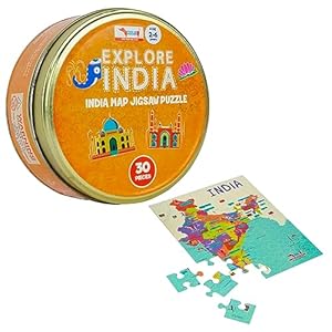 CocoMoco Kids India Map Jigsaw Puzzle for Kids, Toddlers – 30 Pieces Reversible Puzzle with States, Dances, Monuments and More, Educational Toy Birthday Return Gift for 2-7 Years by CocoMoco