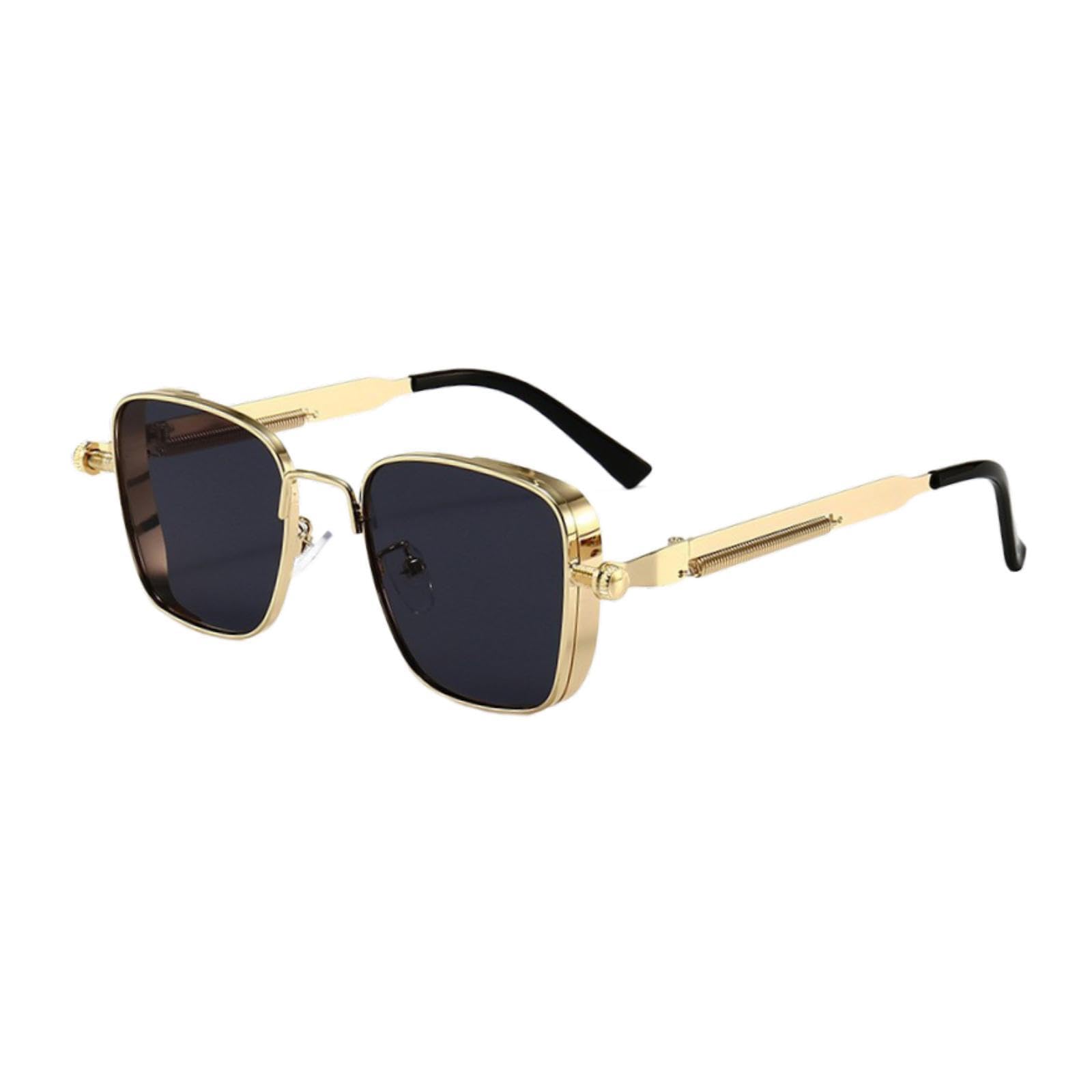 Square Sunglasses for Men Decor Eyewear for Driving Outdoor Activities Party Gold with Gray Lens-image-35