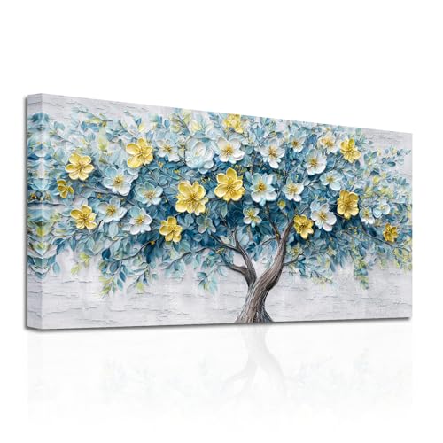 SERIMINO Cuadros Decoracion Salon Modernos, Lienzos Decorativos Grandes Artística, Laminas Decorativas Árbol de la Vida, Pinturas de Flores Comedor Habitación Dormitorios Pasillos 50x100 cm