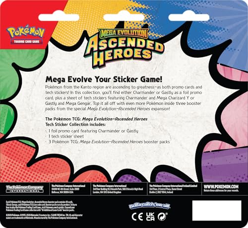 Image of Pokemon TCG: Mega Evolution-Ascended Heroes Tech Sticker Collection - Gastly, 3 Pieces