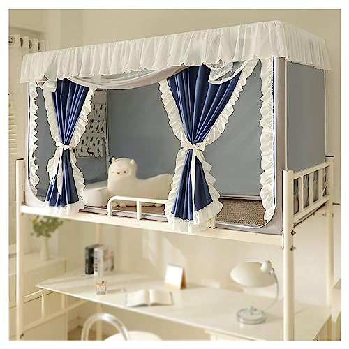 Princess Bed Netting Canopy for Girls Canopy Bed Frame Post Poles with Curtains Mosquito Net Bed Frame Curtain Brackets for Student Dormitory,Blue,80 * 90cm