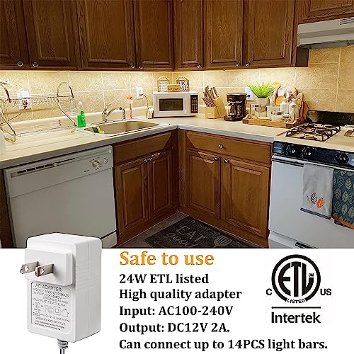 Wobane Under Cabinet Lighting Kit, 6Pcs 20Inch Led Strip Bars With 24W Adapter,Rf Remote,Super Bright Daylight For Kitchen Cabinet,Under Desk,Counter Lighting,4000K Natural White,1500 Lumen,Dimmable #TOP1