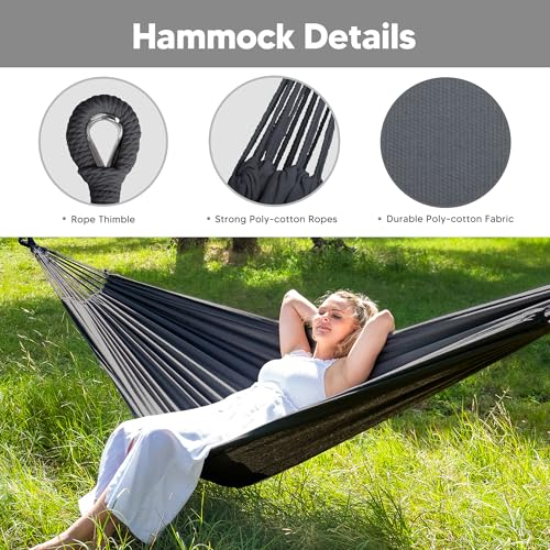 Image of SUNCREAT Hammocks Standing Patio Hammock, Portable Hammock with Stand Foldable, Dark Gray