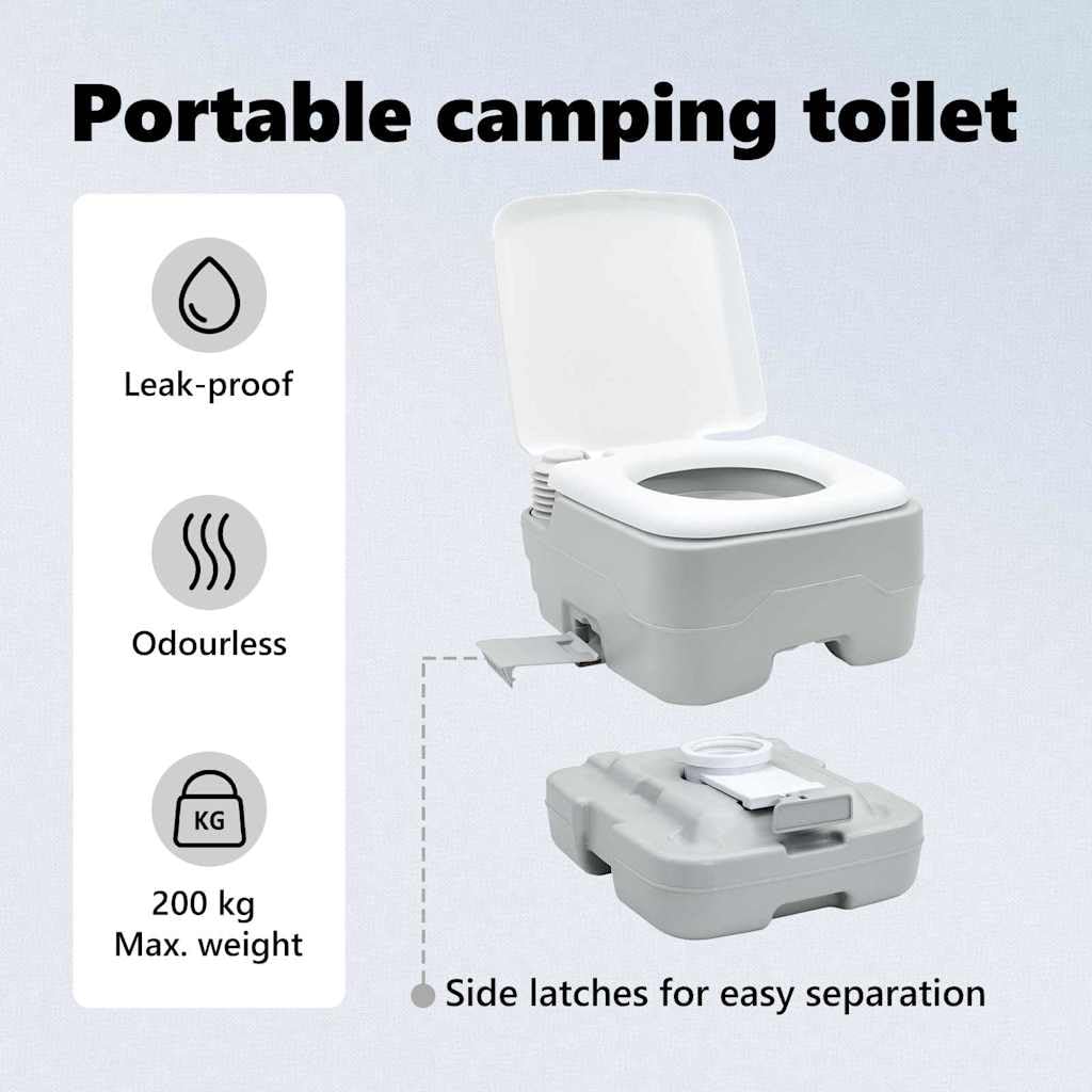 vidaXL Set de Inodoro para Camping 2 uds. Gris y | Perfecto para cualquier necesidad de camping, Hecho para resistir el aire libre, Mantén tu equipo organizado y al alcance
