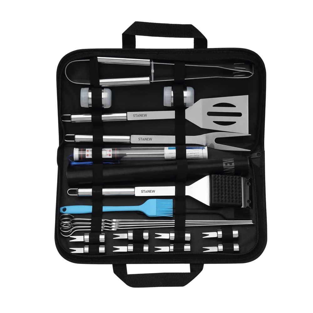 Set Accessori Barbecue 3 Pezzi - Paletta, Pinze, Forchetta In Acciaio Inox Con Manico Legno - Foto 9