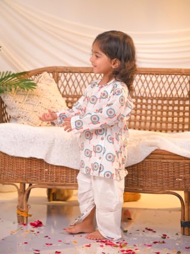 Image of POLKA TOTS Premium Cotton Dhoti Kurta Set for Kids Boys | Traditional Angrakha Style Ethnic Wear for Boys | Kurta Dhoti Set for Kids | Festive & Wedding Clothing Set for Baby