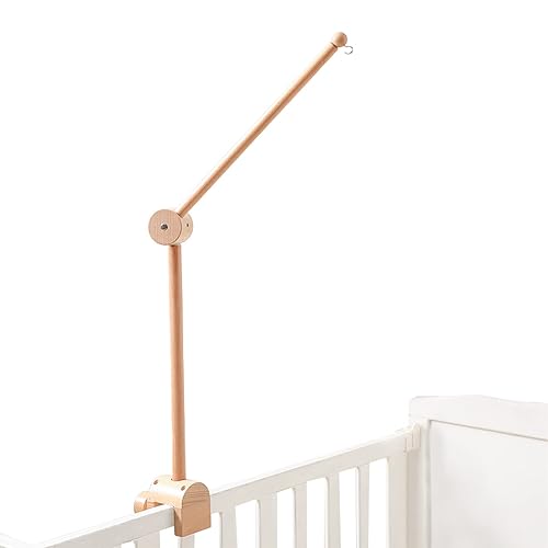 Brazo móvil para cuna de bebé Soporte de madera para cuna de bebé ajustable en altura para colgar accesorio de cuna para decoración de guardería