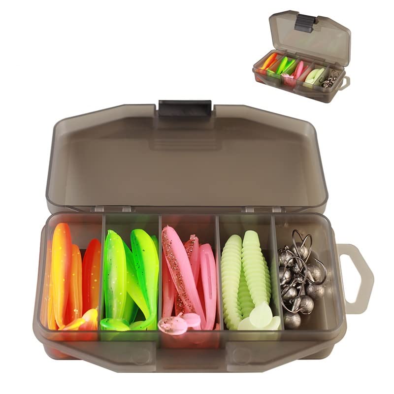 Fishing Lures Baits Including Soft Lures Jig Head with a Plastic Box for Freshwater or Saltwater